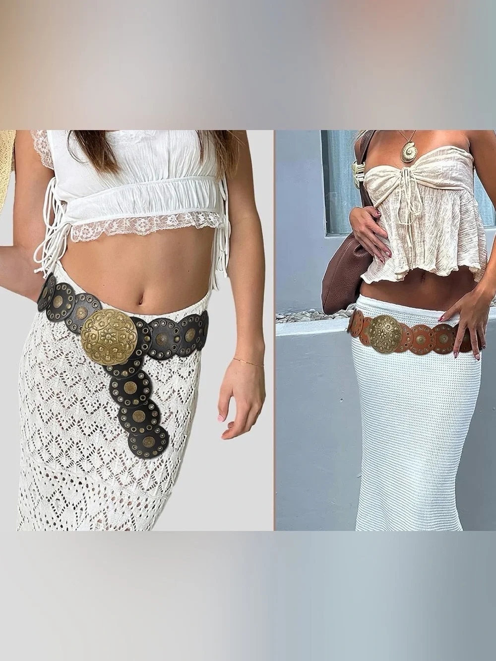 Cowgirl Belt Concho Belt, Boho Western Belt, Vintage Style Oval New